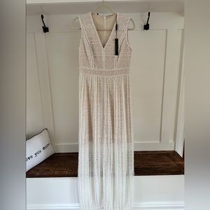 Off white/cream Sheath dress with lace overlay